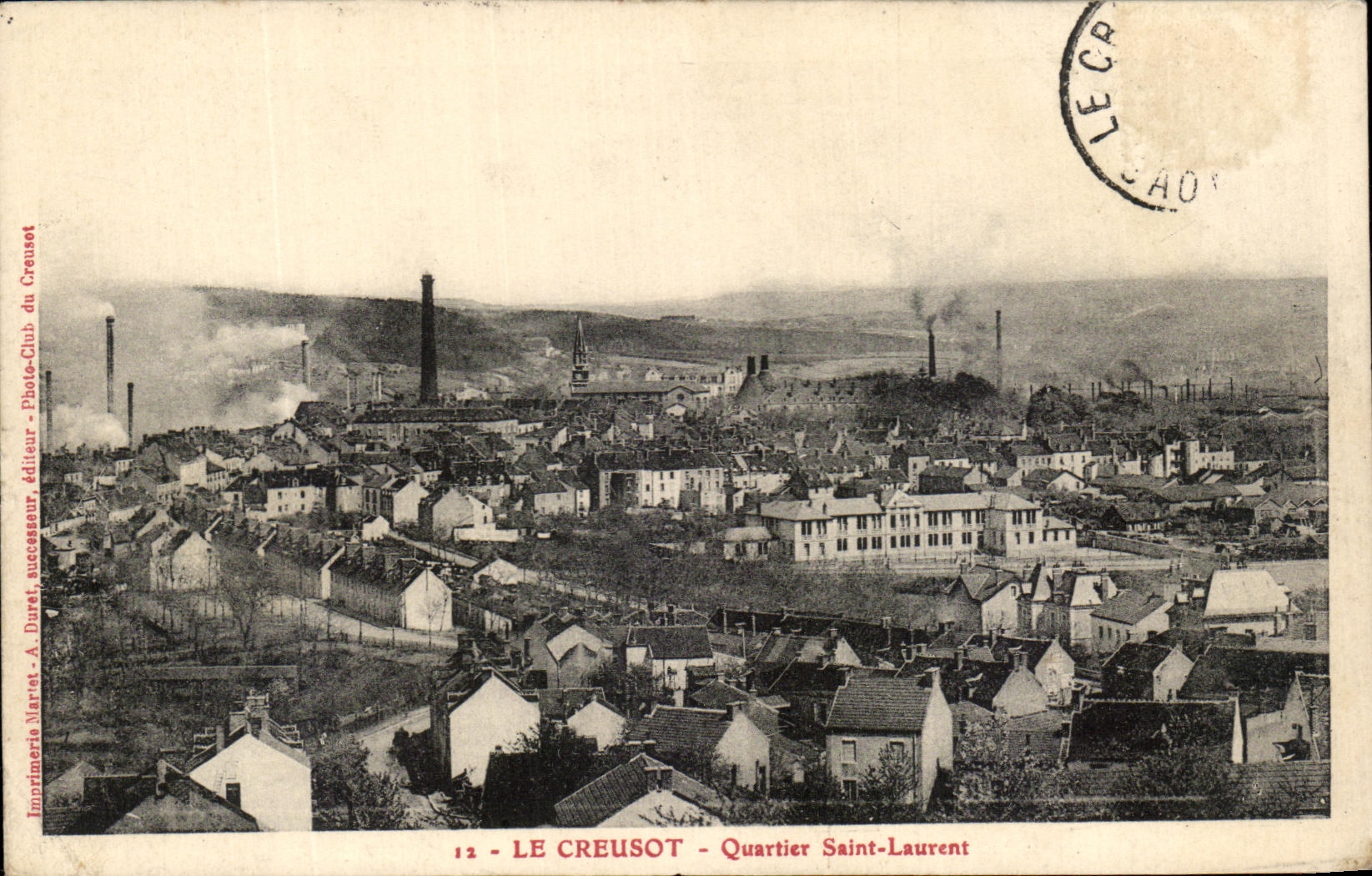 Le Creusot - Viertel Saint-Laurent — luftige industrielle Ansicht — Imprimerie Marret, Verleger, Nr. 12
