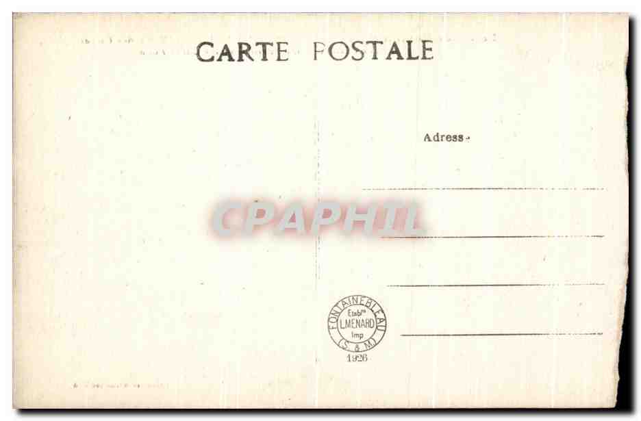 Tarjeta postal antigua Palacio de Fontainebleau La Iglesia y el Pavillon del Estanque de las Carpes — Reverso
