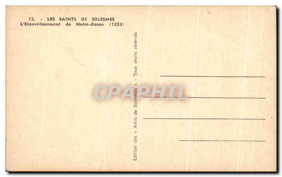 CPA Les Saints De Solesmes L'Ensevelissement de Notre Dame — Verso
