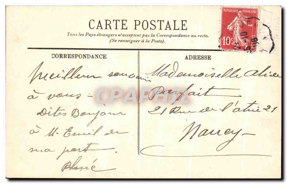 CPA Le Havre L'Hotel Frascati et le Semaphore — Rückseite