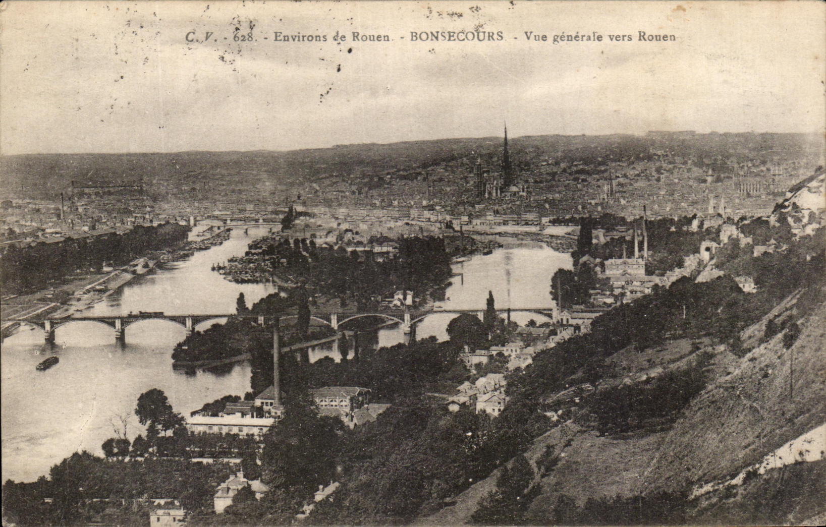CPA Environs de Rouen Bonsecours Vue Generale vers vers Rouen