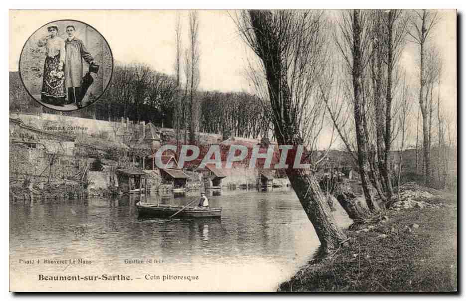 CPA Beaumont Sur Sarthe Coin Pittoresque Costume Sarthois Folklore Costume