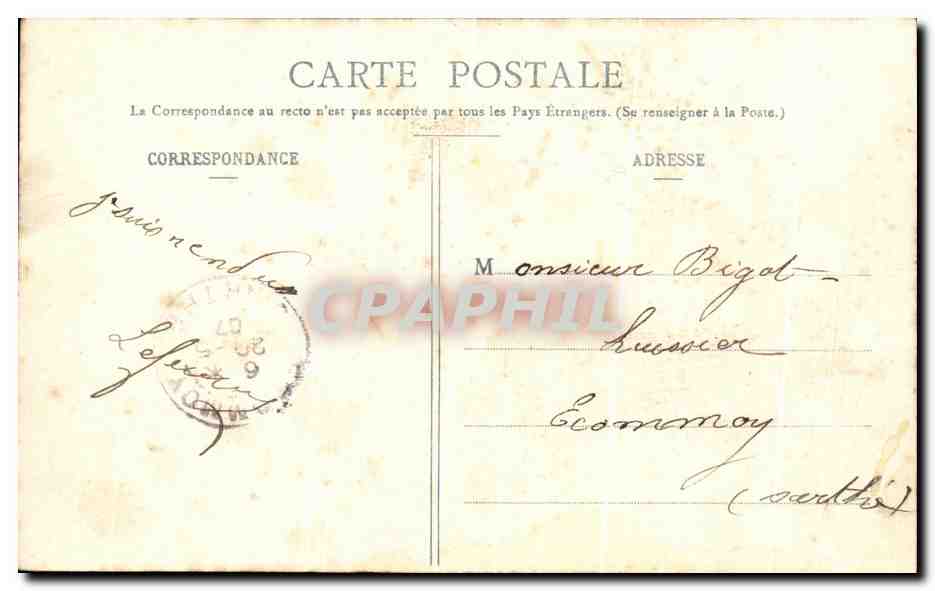 CPA Noyen Entree de la Ville Route du Mans — Rückseite