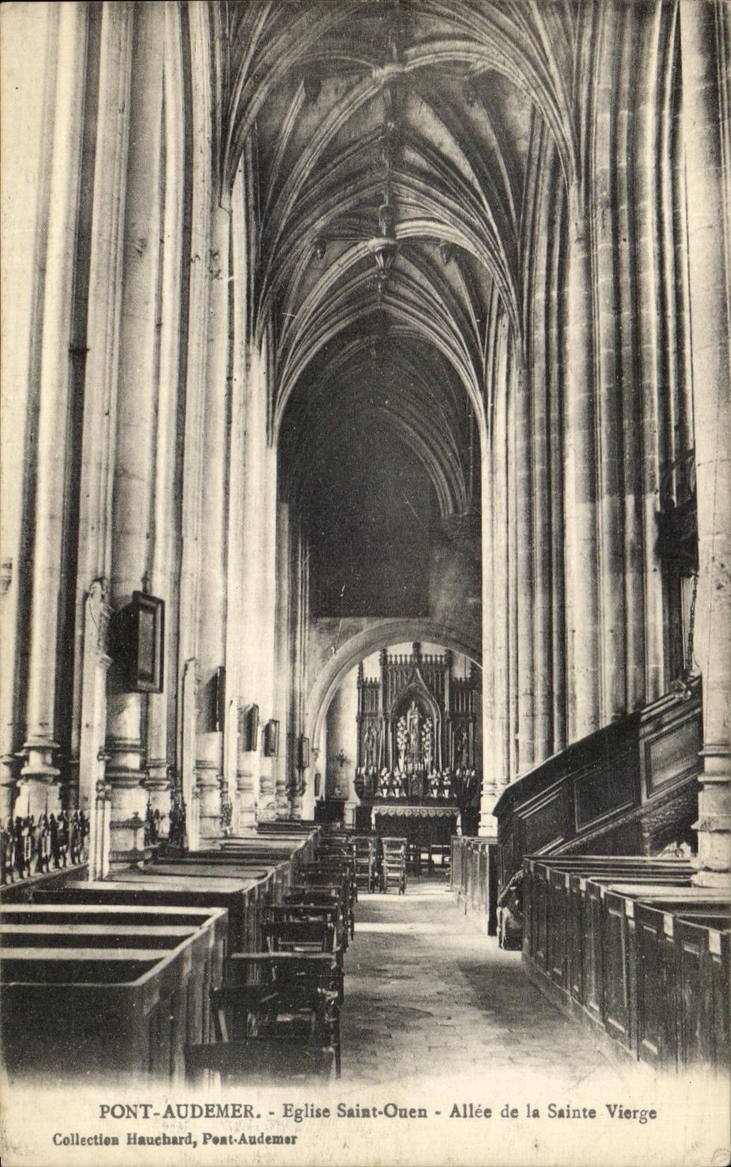 CPA Pont Audemer Eglise Saint Ouen Allee De La Sainte Vierge
