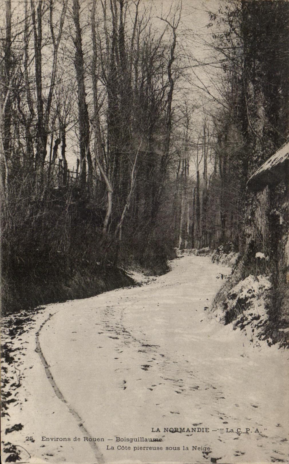 CPA La Normandie Environs De Rouen Boisguillaume La cote pierreuse sous la neige 
