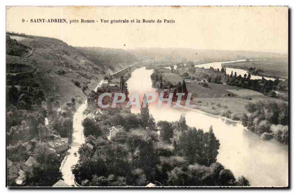 CPA Saint Adrien Pres Rouen Vue Generale Et La Route De Paris