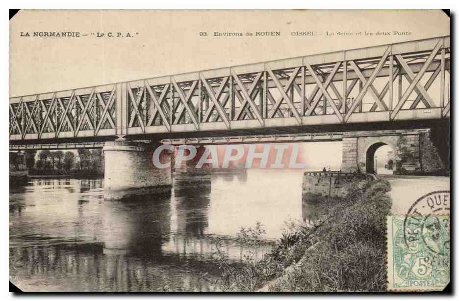 CPA La Normandie Environs De Rouen Oissel La Seine et les deux ponts