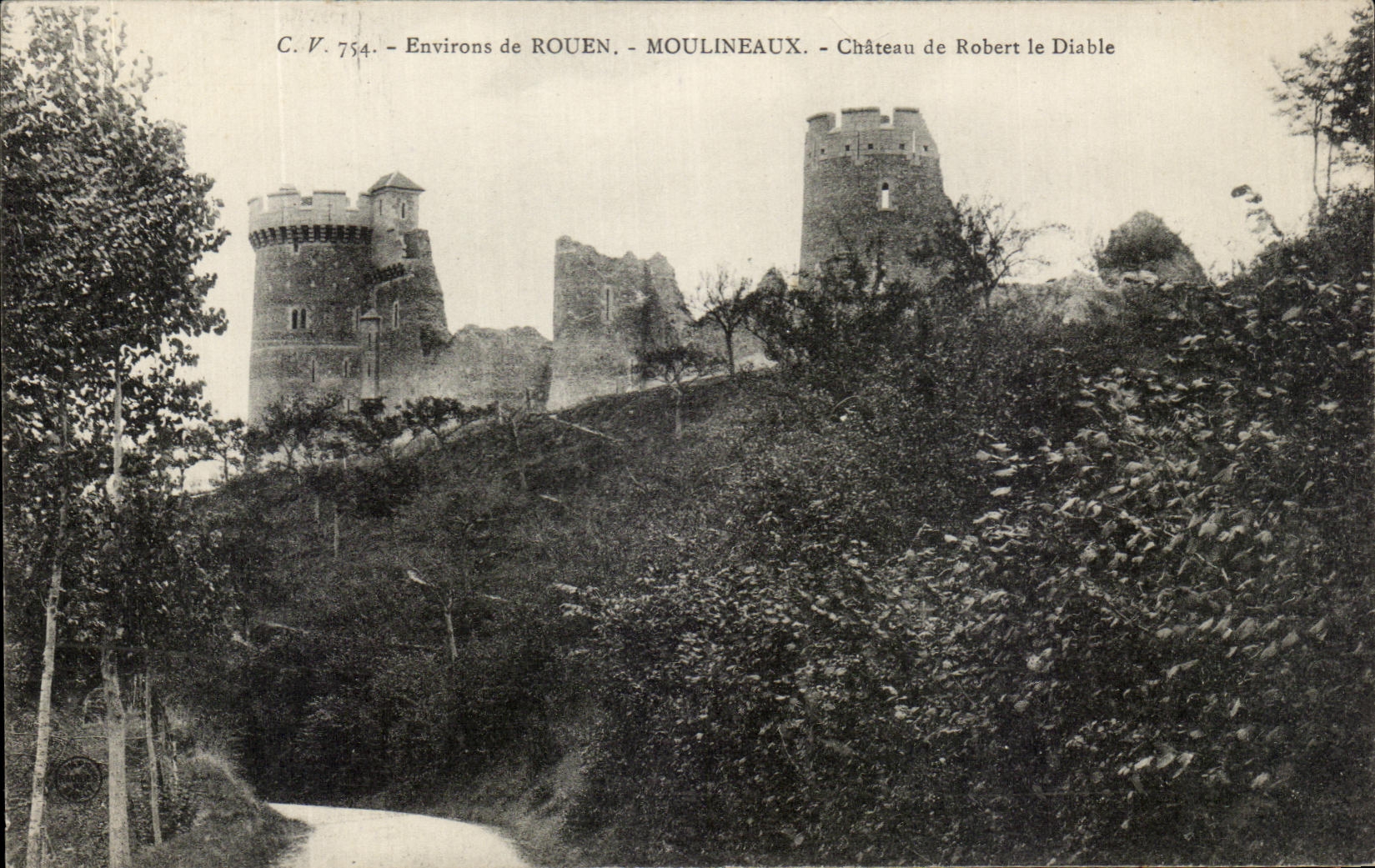 CPA Environs de Rouen Moulineaux Chateau de Robert le Diable
