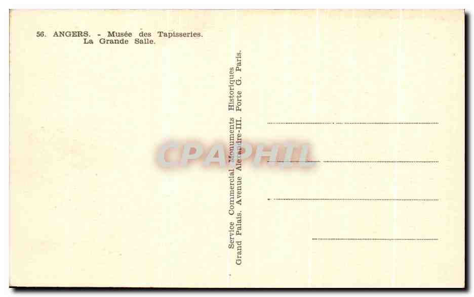 CPA Angers Musee des Tapisseries La Grande Salle — Rückseite