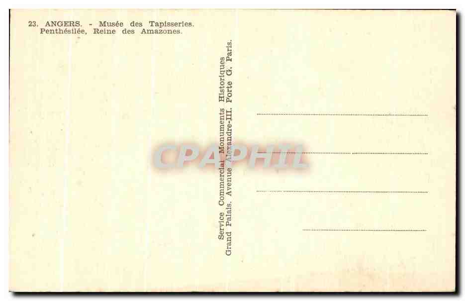 CPA Angers Musee des Tapisseries Penthesilee Reine des Amazones — Rückseite
