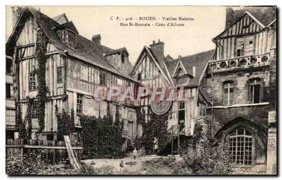 CPA Rouen Vieilles Maisons Rue st Romain Cour d'Albane