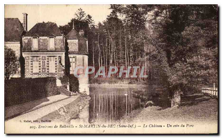 CPA Environs De Rolleville St Martin Du Bec Le Chateau Un Coin Du Parc
