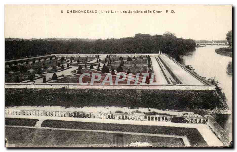 CPA Chenonceaux Les Jardins Et Le Cher