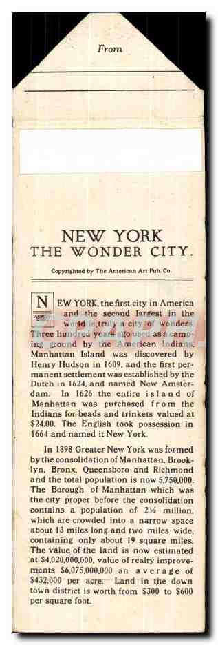 Emabllage de cartes Souvenir Folder Of New York The Wonder City Statue of liberty — Rückseite
