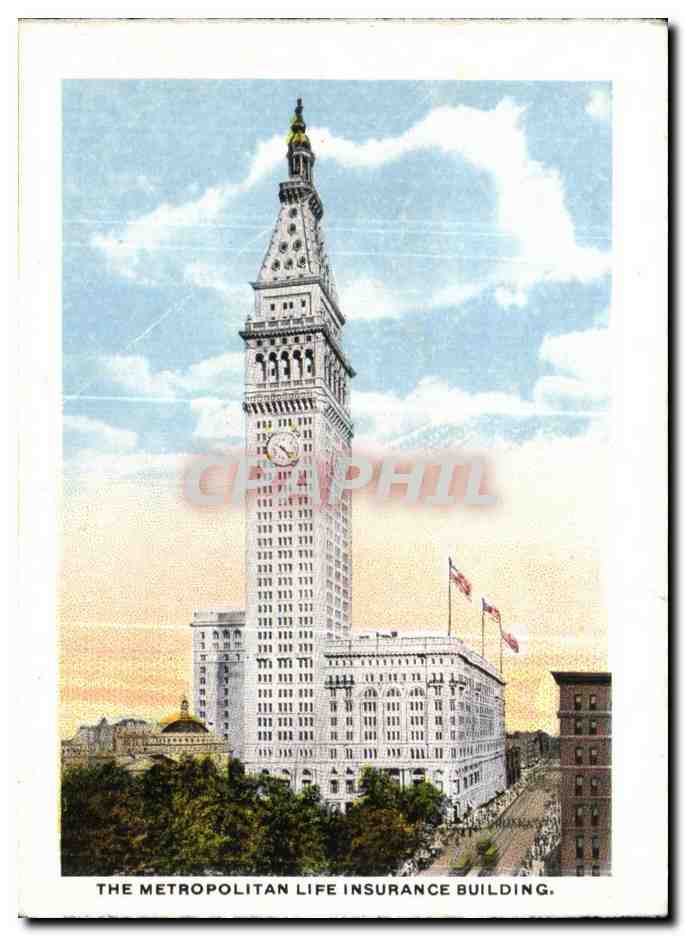CPA New York Public Library the Metropolitain Life Insurance Building — Rückseite