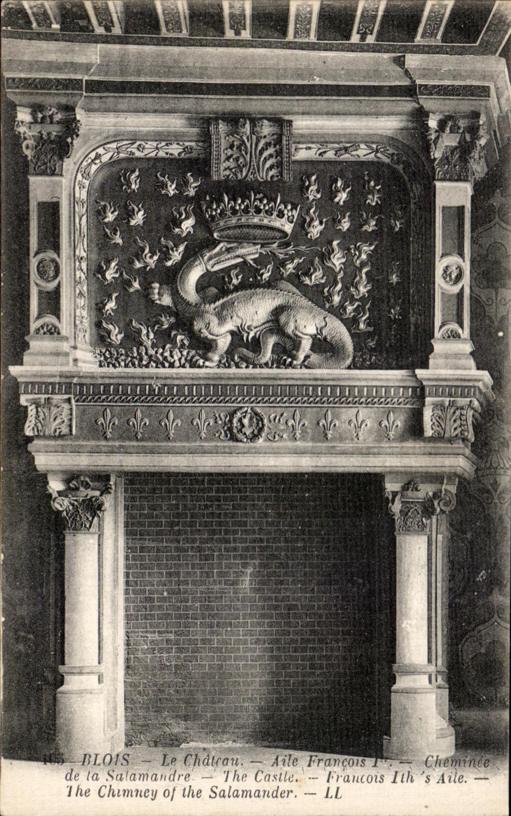 Blois — Le Château — Aile François Ier — Cheminée de la Salamandre