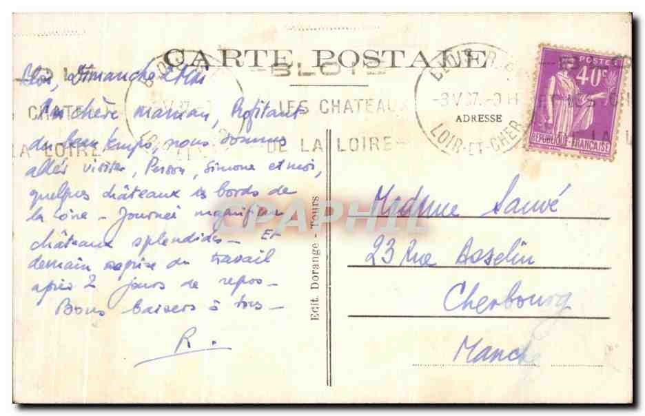 CPA Blois Le Chateau Aile Francois 1er Cheminee de la Salamandre — Rückseite
