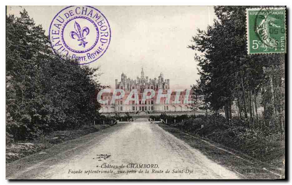 Château de Chambord — Façade septentrionale, vue prise de la Route de Saint-Dyé — Éditeur CPAPHIL