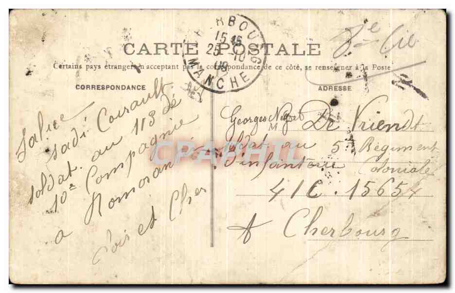 CPA Romorantin La Caserne Militaria — Rückseite