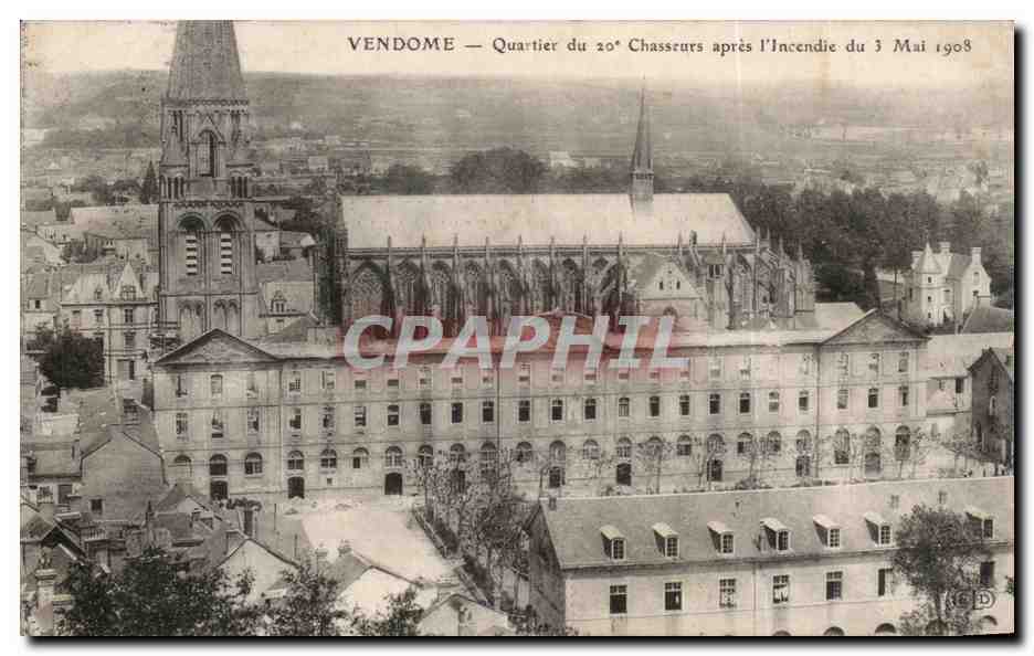 CPA Vendome Quartier Du 20eme Chasseurs Apres l'Incendie Du 3 mai 1908 Militaria