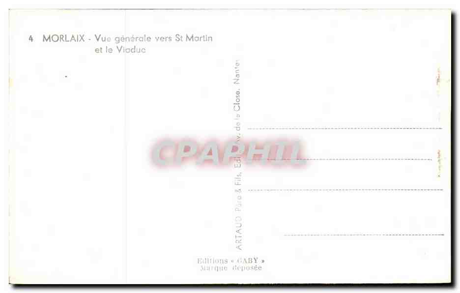 CPA Morlaix Vue Generale Vers St Martin et le Viaduc — Rückseite