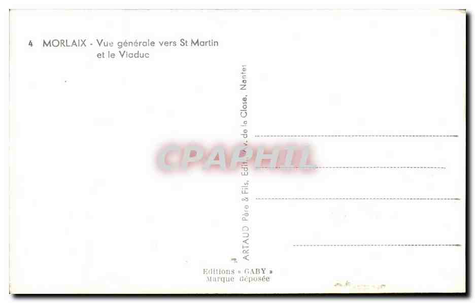 CPA Morlaix Vue Generale Vers St Martin et le Viaduc — Rückseite