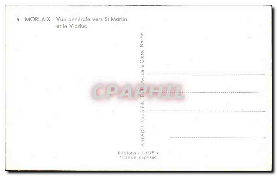 CPA Morlaix Vue Generale Vers St Martin et le Viaduc — Rückseite