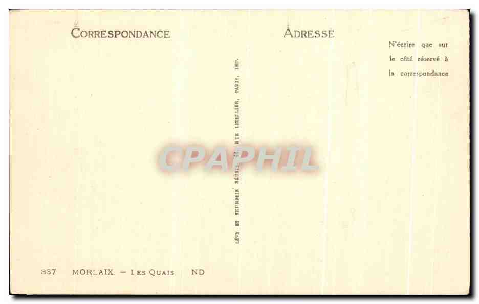 CPA Morlaix Les Quais Bateau — Rückseite