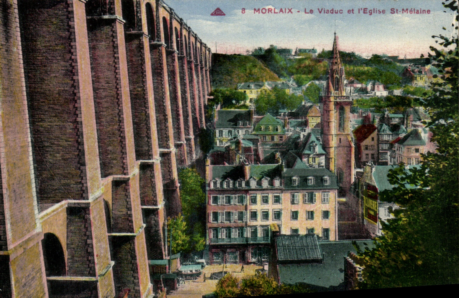 CPA Morlaix Le Viaduc et I'Eglise St Melaine