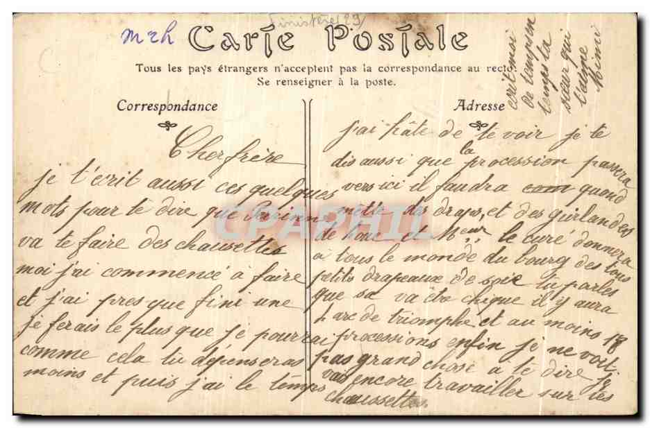 CPA Morlaix La Grand Rue Boucheri Bret Bodeness  — Rückseite