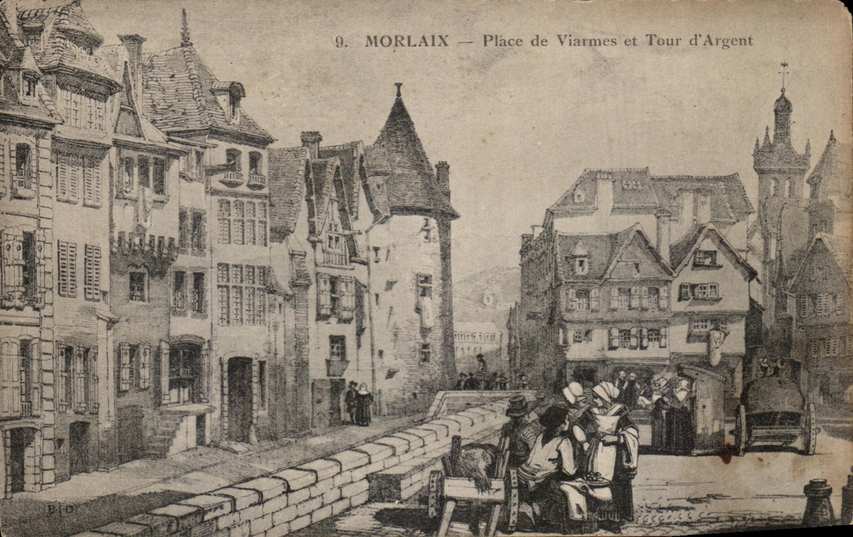 CPA Morlaix Place de Viarmes et Tour d'Argent