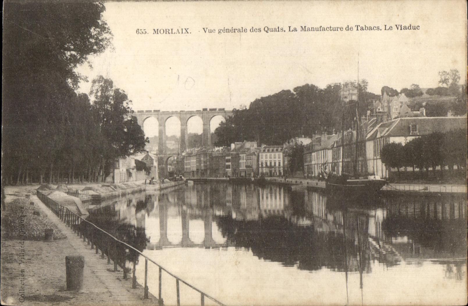 CPA Morlaix Vue Generale des Quais La Manufacture de Tabacs Le Viaduc Bateau
