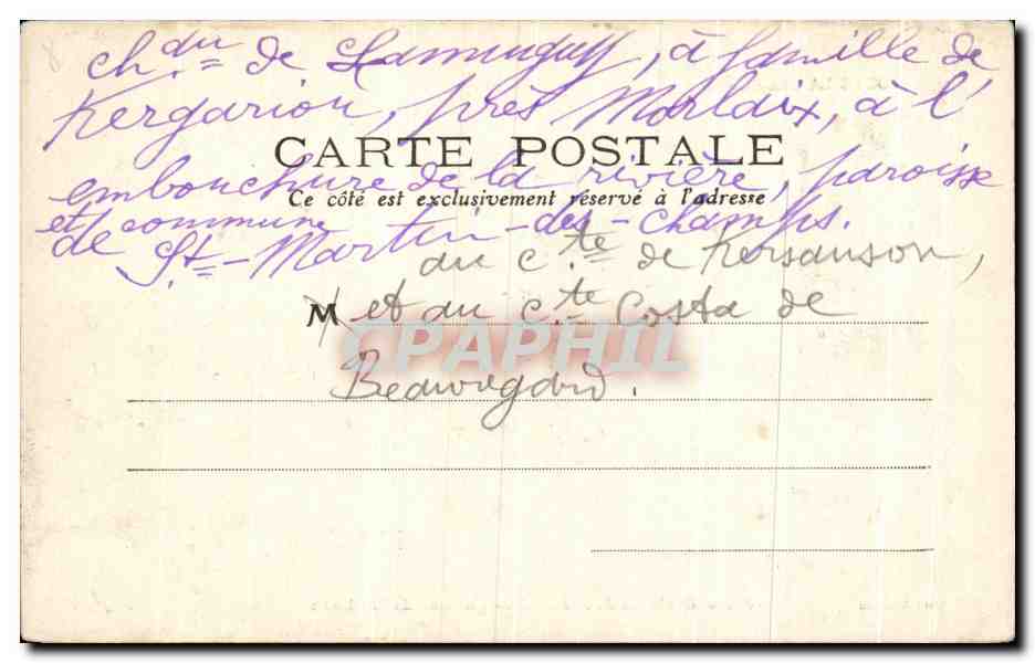 CPA Environs de Morlaix Chateau de Trodibon — Rückseite
