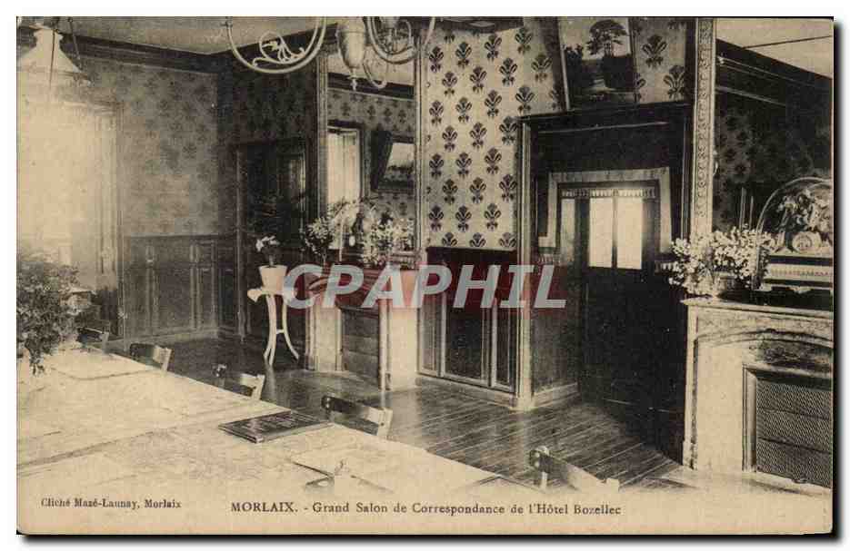 CPA Morlaix Grand Salon de Correspondance de l'Hotel Bozellec