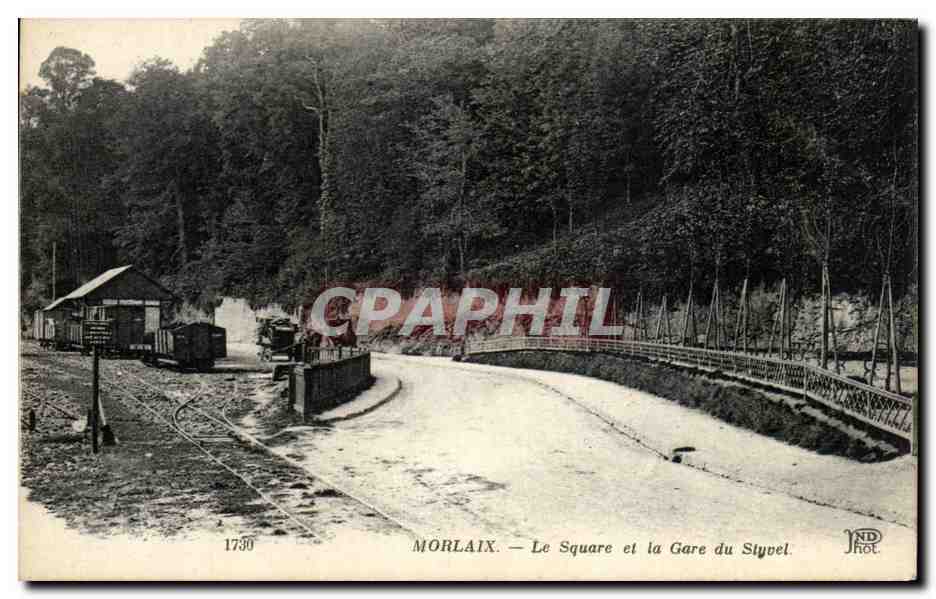 CPA Morlaix Le Square et la Gare du Styvel Train 