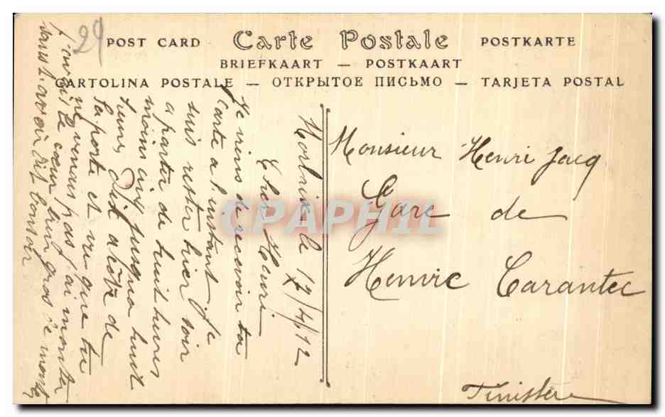CPA Morlaix Sortie de la Gare et l'Hotel Bozellee — Rückseite