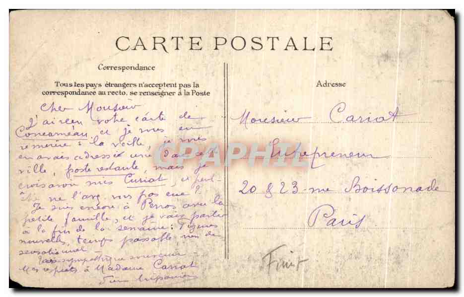 CPA Vieux Morlaix Toilette de Mariee La Coffee a Cornette Folklore Costume Coiffe Mariage  — Rückseite