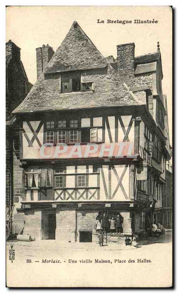 CPA Morlaix Une Vieille Maison Place des Halles Enfants