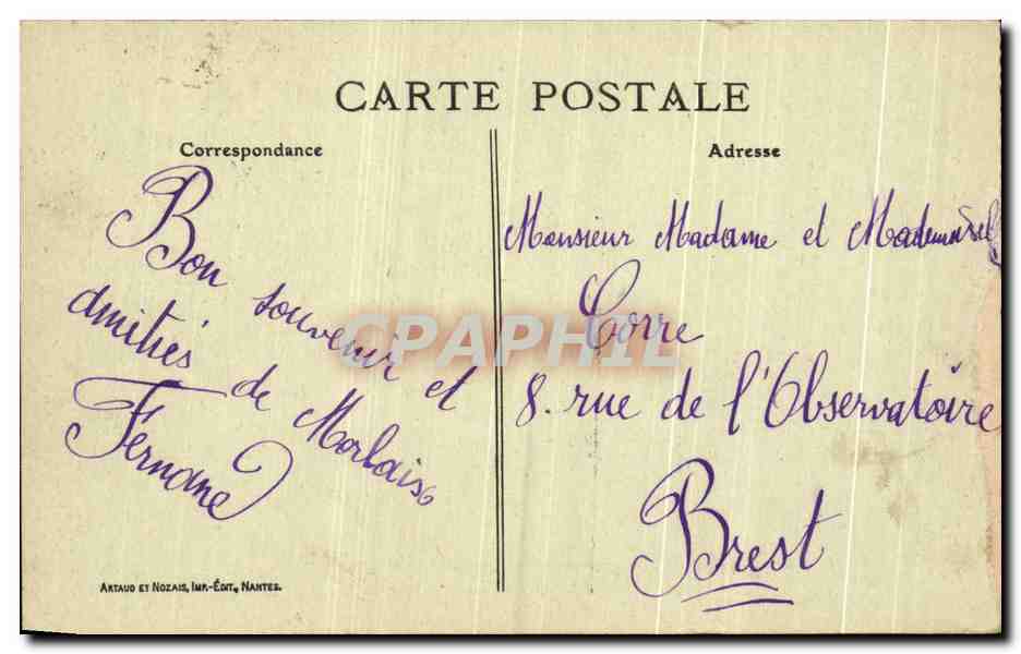CPA Morlaix La Place Thiers Et La Mairie — Rückseite
