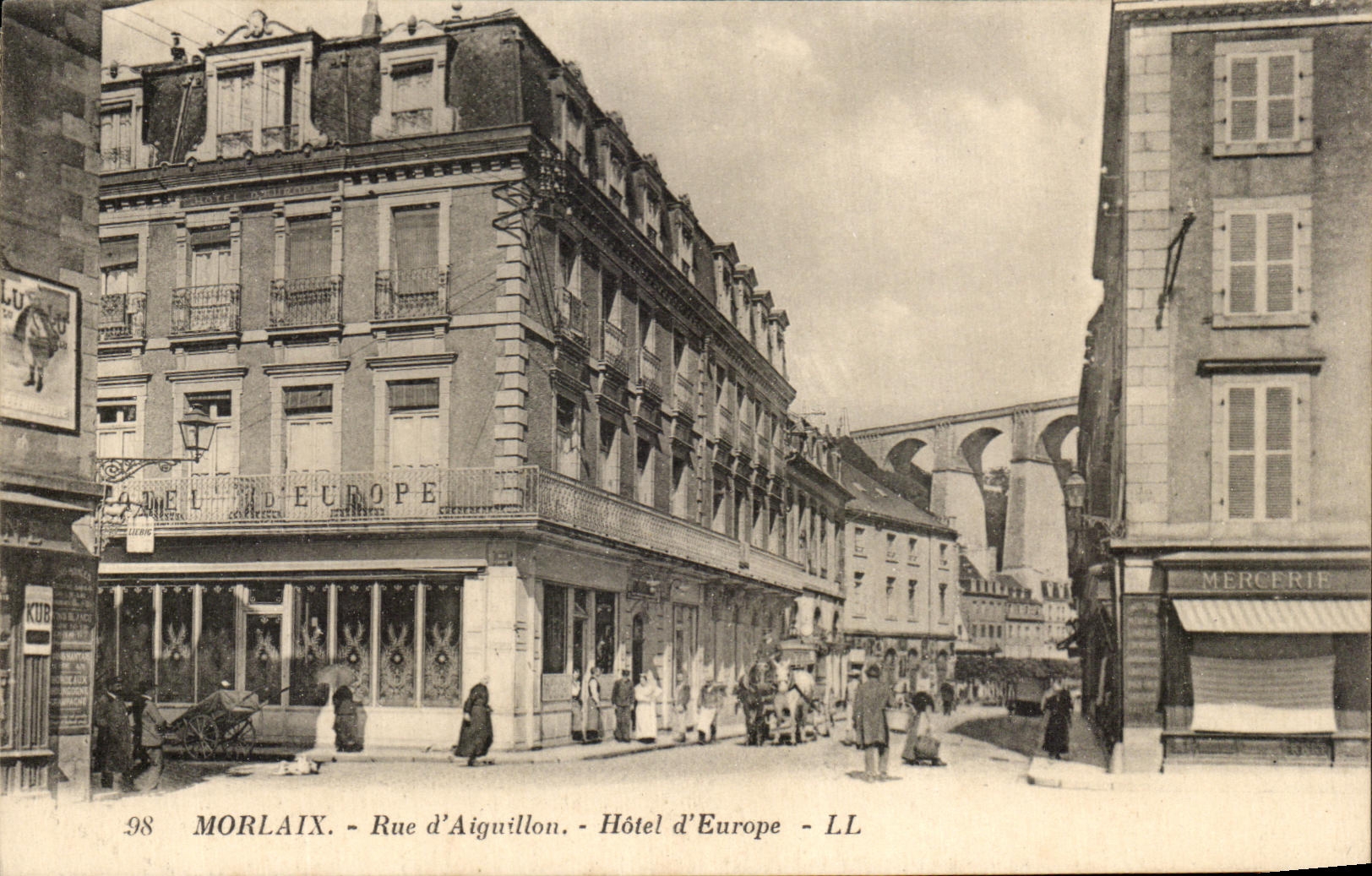 CPA Morlaix Rue d'Aiguillon Hotel d'Europe