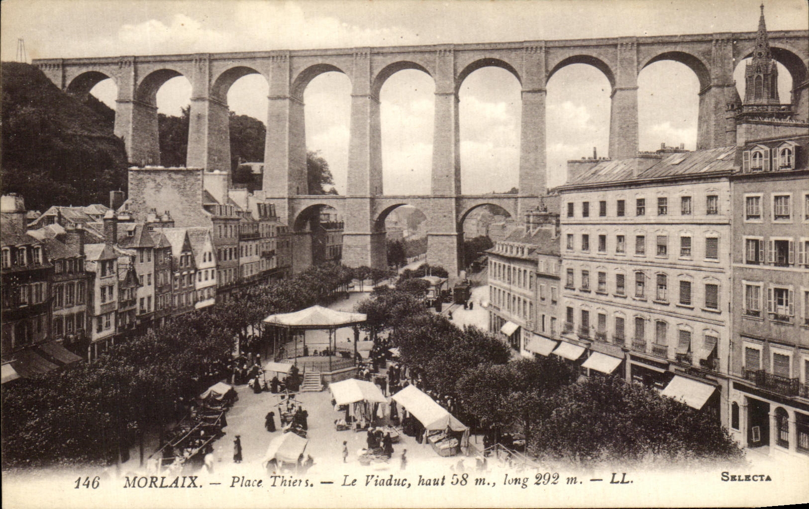 CPA Morlaix Place Thiers Le Viaduc Marche