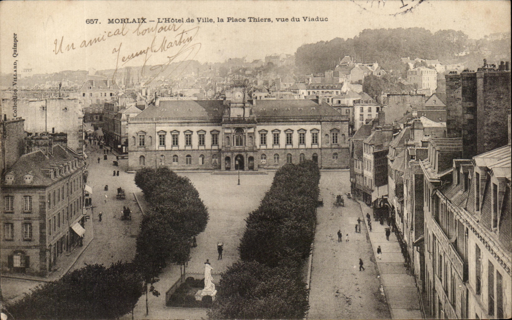 CPA Morlaix L'Hotel De Ville La Place Thiers Vue Du Viaduc