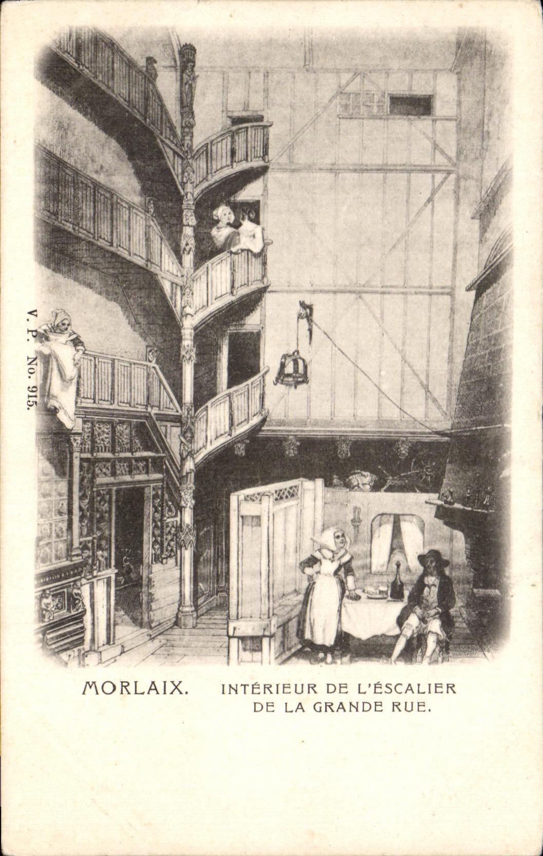 CPA Morlaix Interieur De L'Escalier De La Grande Rue