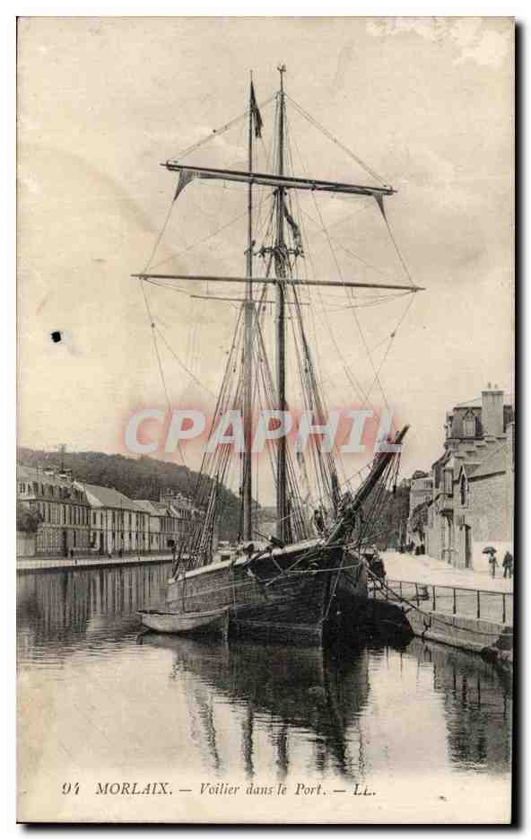 CPA Morlaix Voilier dans le Port Bateau
