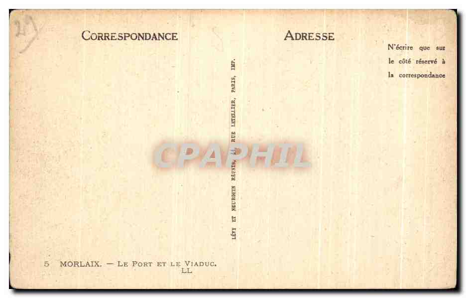 CPA Morlaix Le Port Et Le Viaduc Bateau  — Rückseite