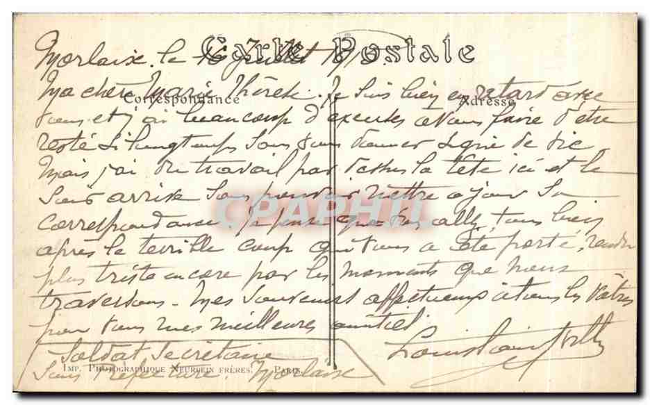 CPA Morlaix Vue Generale Prise Du Viaduc — Rückseite