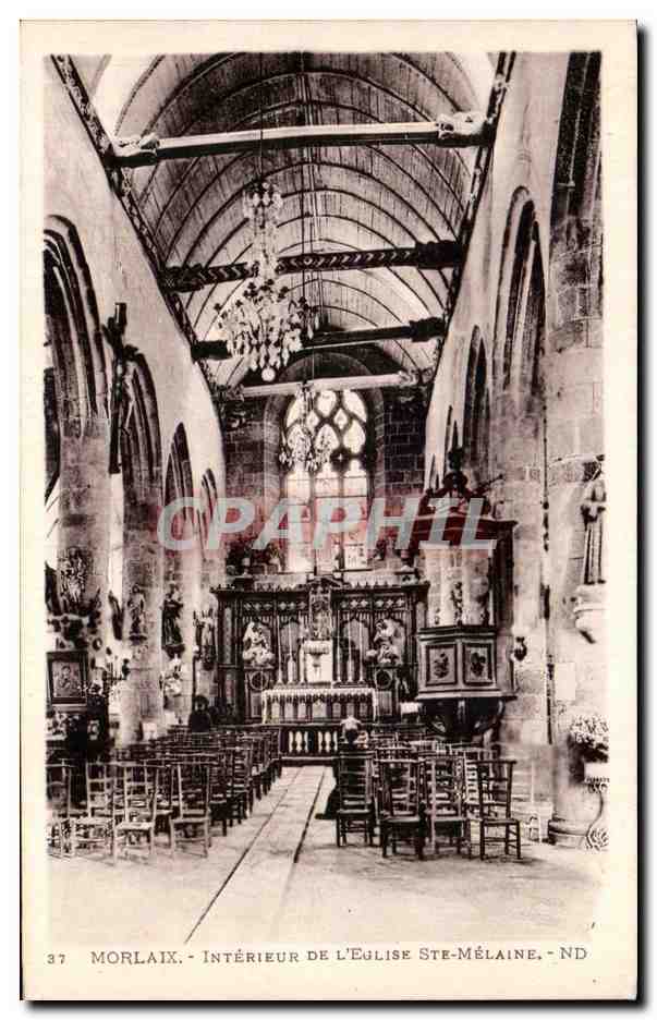 CPA Morlaix Interieur De L'Eglise Ste Melaine