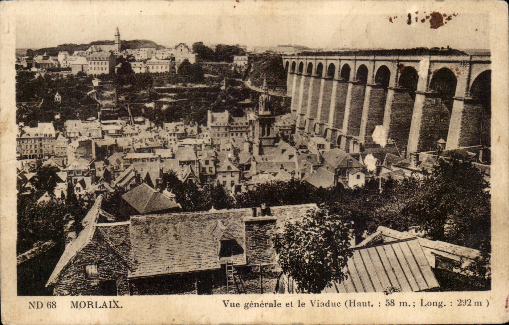 CPA Morlaix Vue Generale Et Le Viaduc