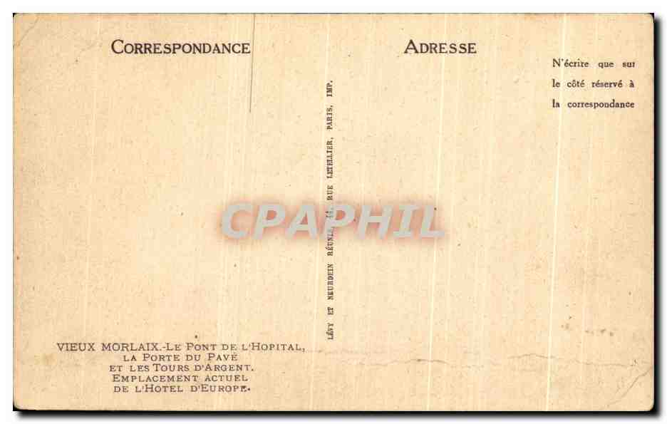 CPA Vieux Morlaix Le Pont De L'Hopital La Porte Du Pave et les Tours d'argent — Reverso