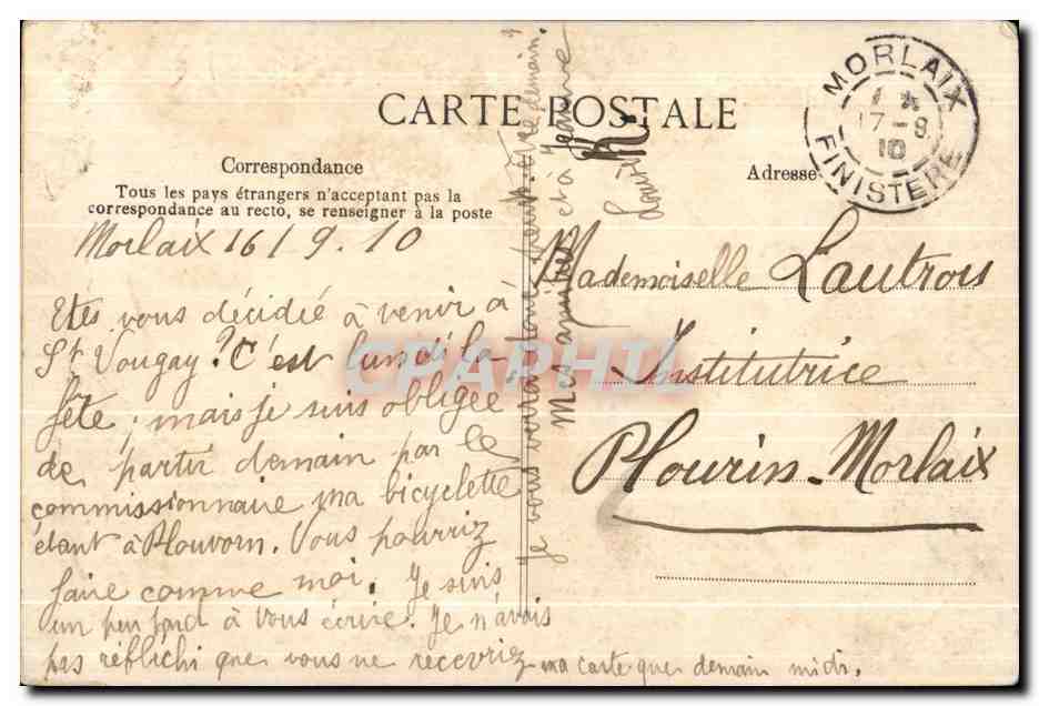 CPA Morlaix La Grande Rue Cote Des Vieilles Halles — Rückseite